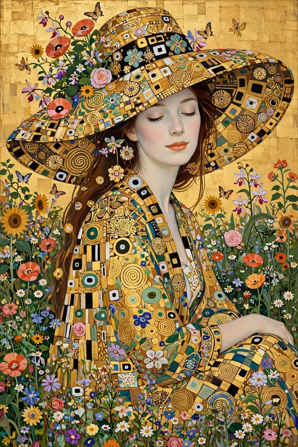 Klimt Woman in a Summer Garden — image 3