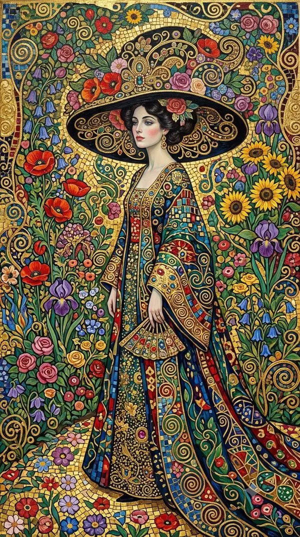 Klimt Woman in a Summer Garden — image 4