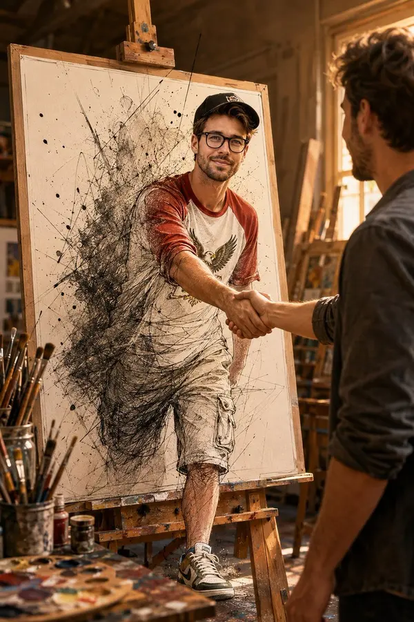 Man Emerging from a Painting