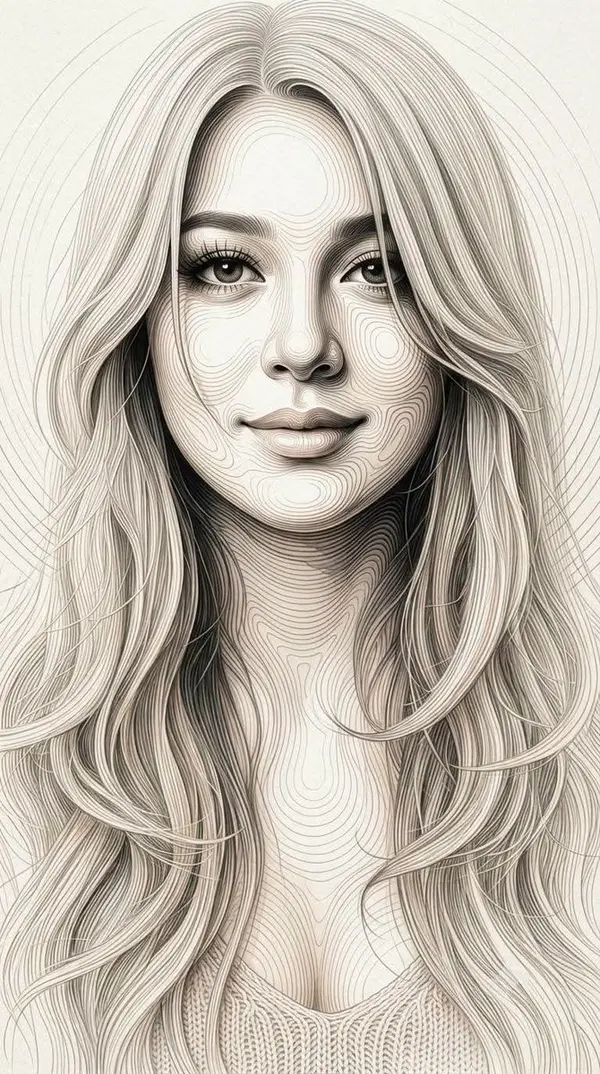 Ethereal Contour-Line Portrait — image 1