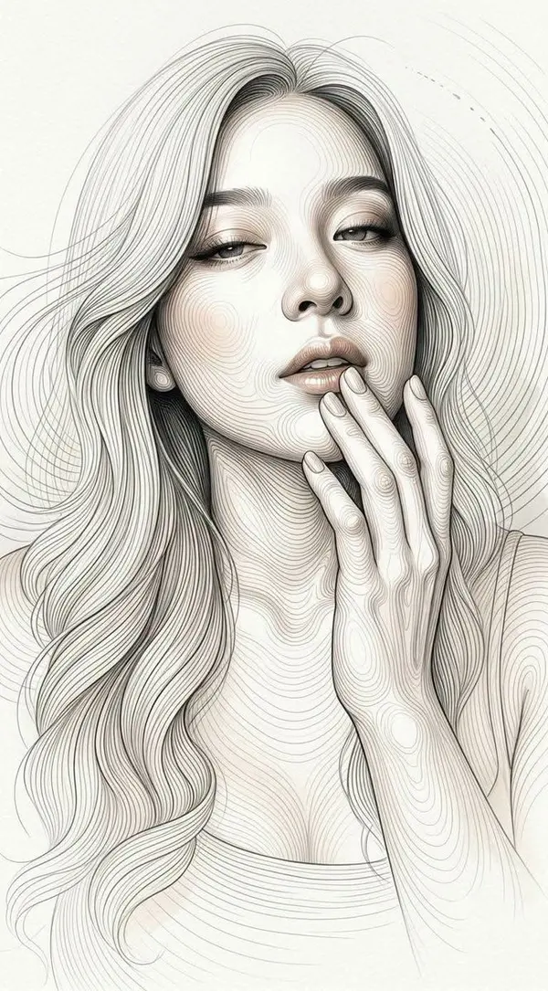 Ethereal Contour-Line Portrait — image 2