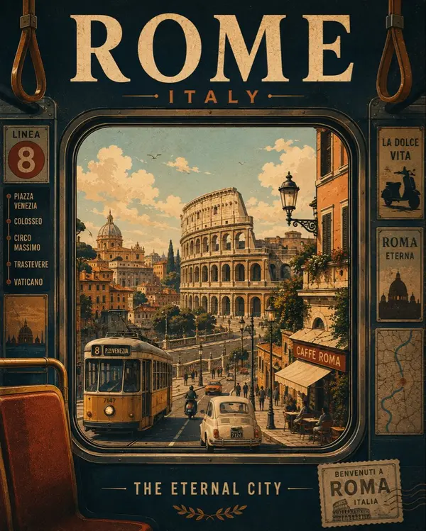 Vintage City Window Travel Poster — image 1