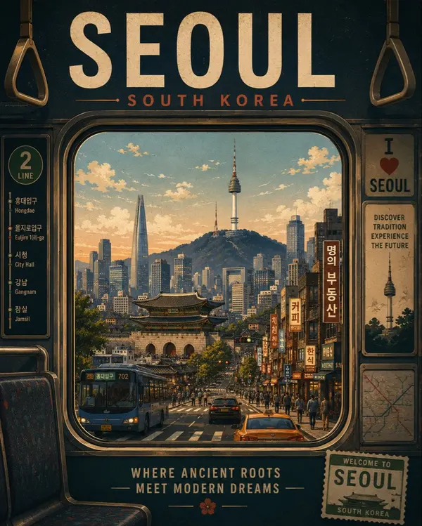 Vintage City Window Travel Poster — image 2
