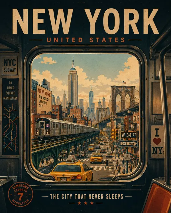 Vintage City Window Travel Poster — image 4
