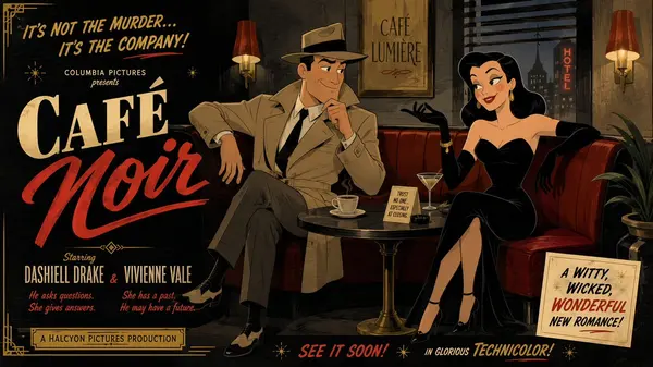 Mid-Century Noir Café Poster