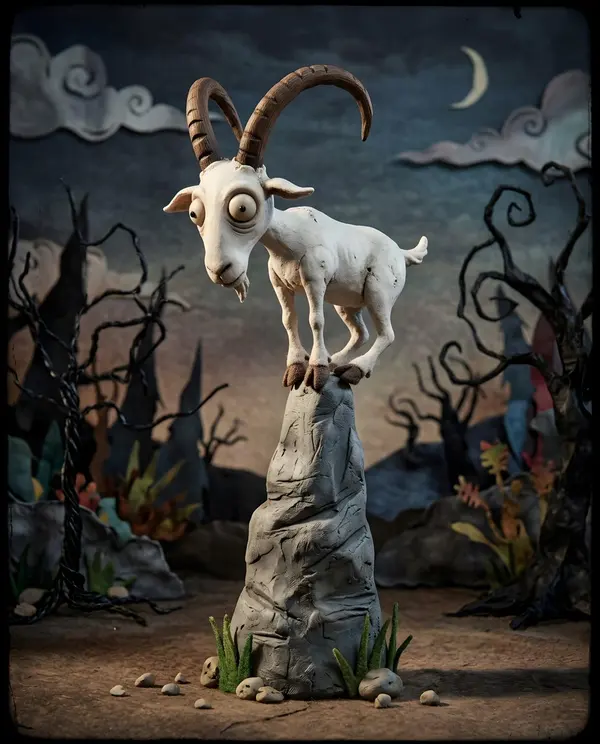 Balancing Goat on a Rock