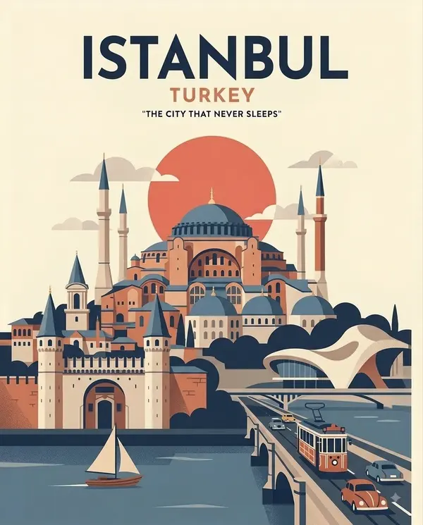 Vintage Istanbul Travel Poster — image 1