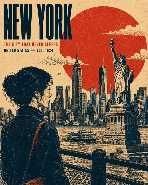 Vintage New York Screen-Print Poster — image 1
