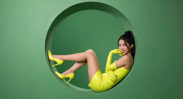Neon Yellow Latex Studio Portrait — image 1