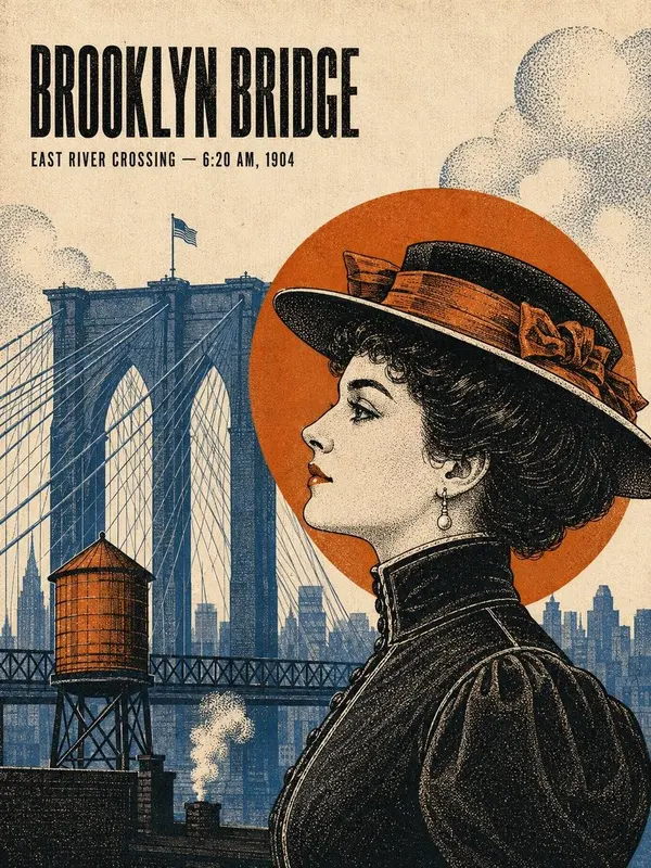Vintage Brooklyn Bridge Travel Poster — image 1