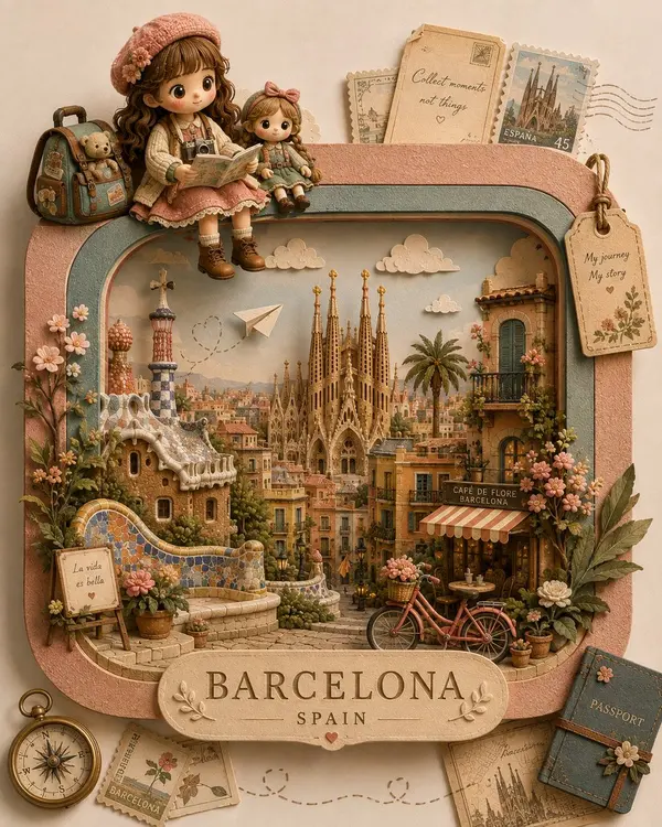 A Girl’s Magical Travel Diorama — image 1