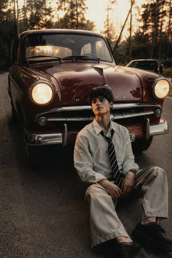 Vintage Sedan Forest Portrait — image 1