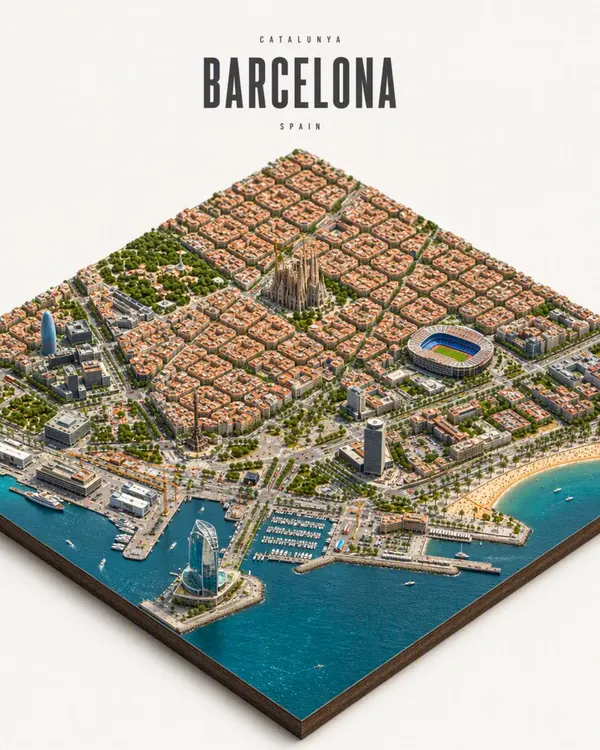 Barcelona Isometric City Diorama — image 1