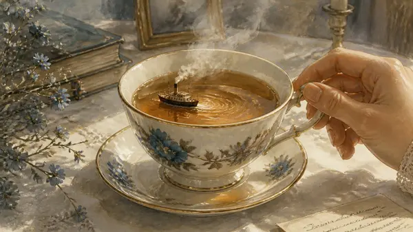 Tiny Steamship in Tea — image 2