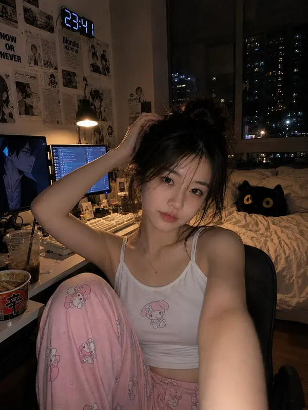 Cozy Late-Night Bedroom Selfie — image 2
