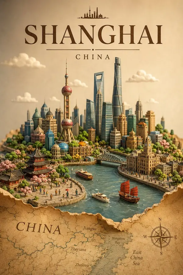 Shanghai Clay Diorama Travel Poster — image 1