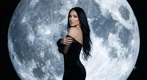 Moonlit Velvet Fashion Portrait — image 1