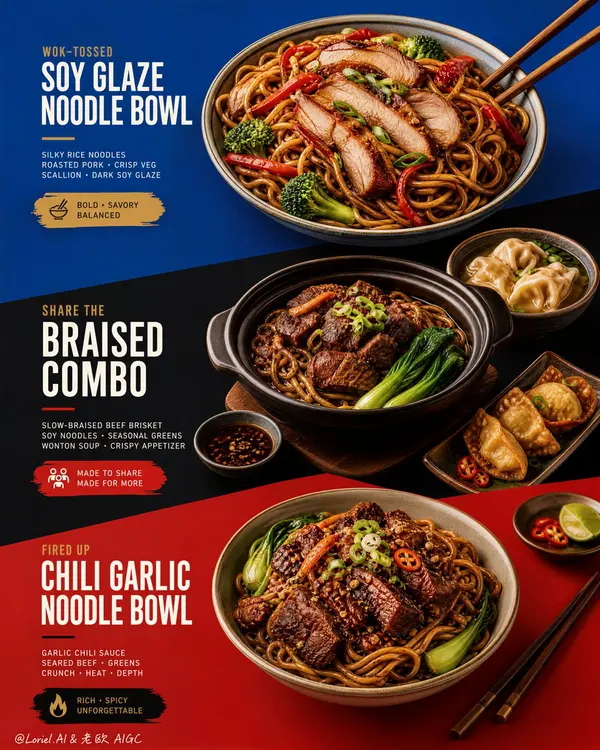 Premium Color-Block Noodle Poster