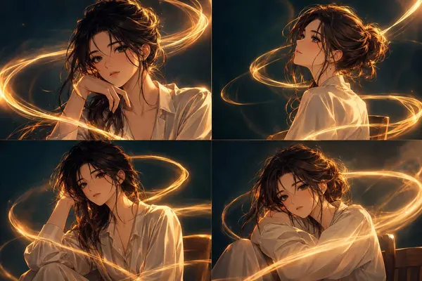 Golden Light Anime Portrait
