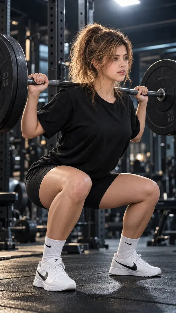Cinematic Gym Squat Portrait