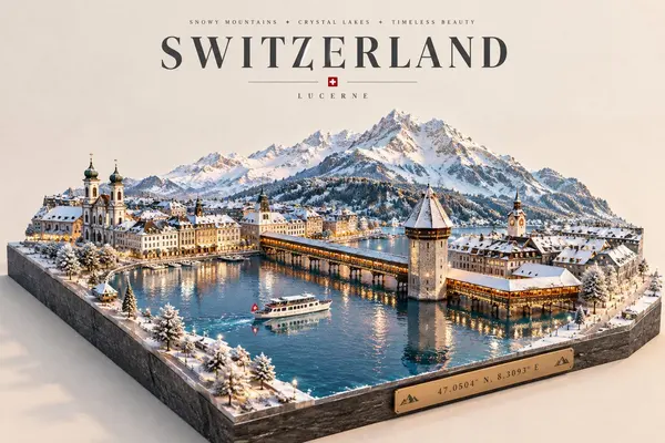 Luxury Lucerne Miniature Travel Poster — image 1
