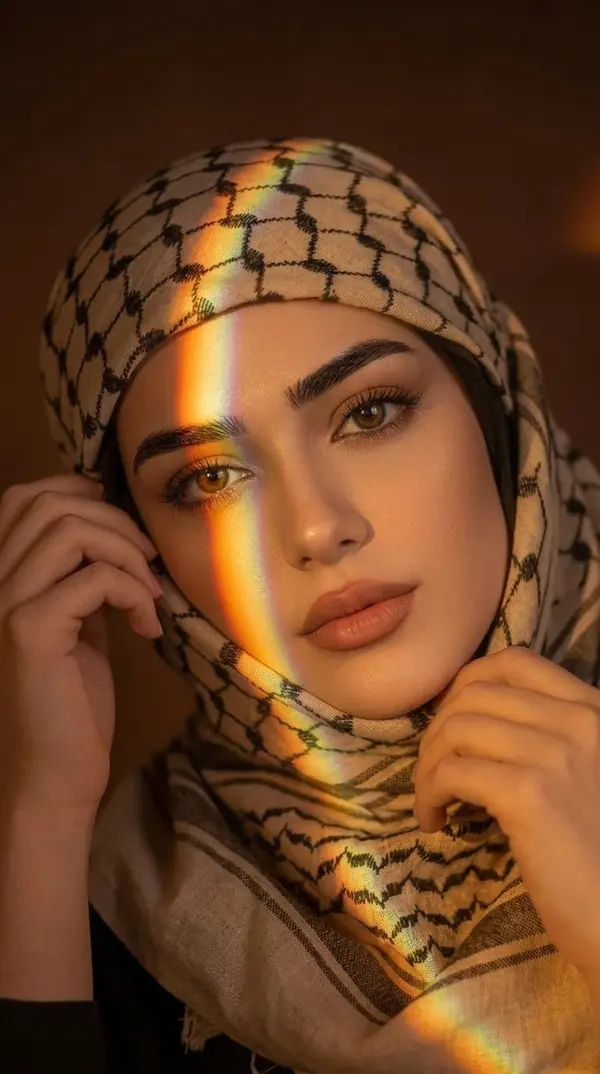 Prism-Lit Keffiyeh Portrait — image 1