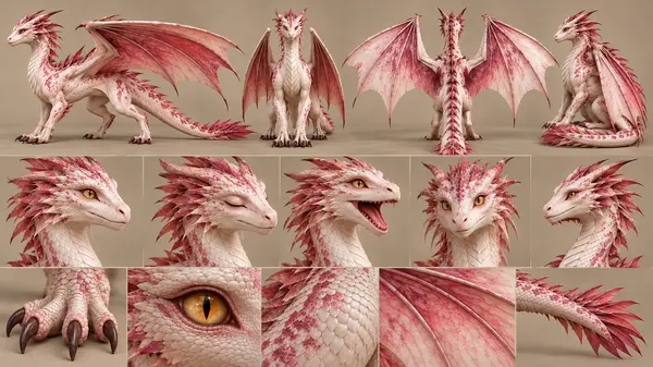 Pearl-White Dragon Reference Sheet