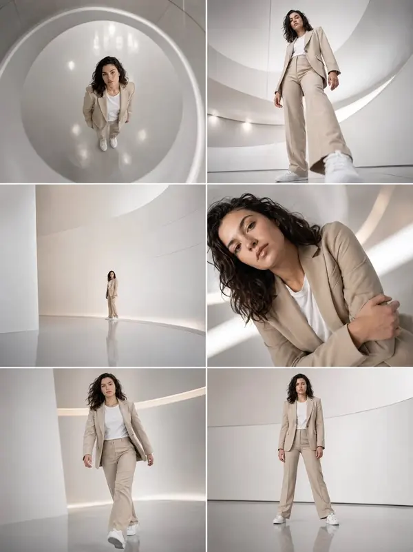 Futuristic Beige Suit Fashion Storyboard