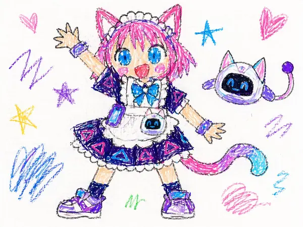 Crayon Character in Chaotic Scribble Style