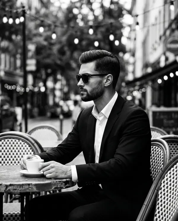 Monochrome Cafe Portrait — image 1