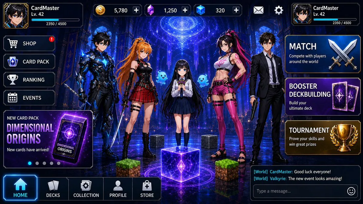 Anime Card Game Lobby UI