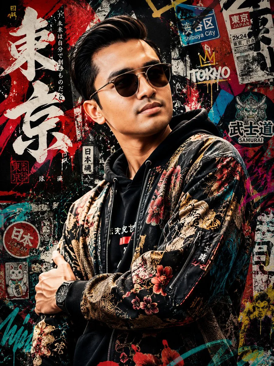 Japanese Street Fashion Portrait Poster