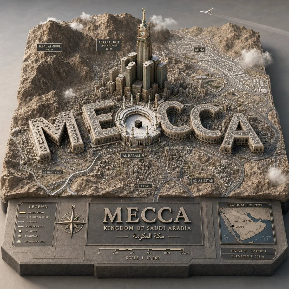 Mecca as parametric 3D city-map diorama
