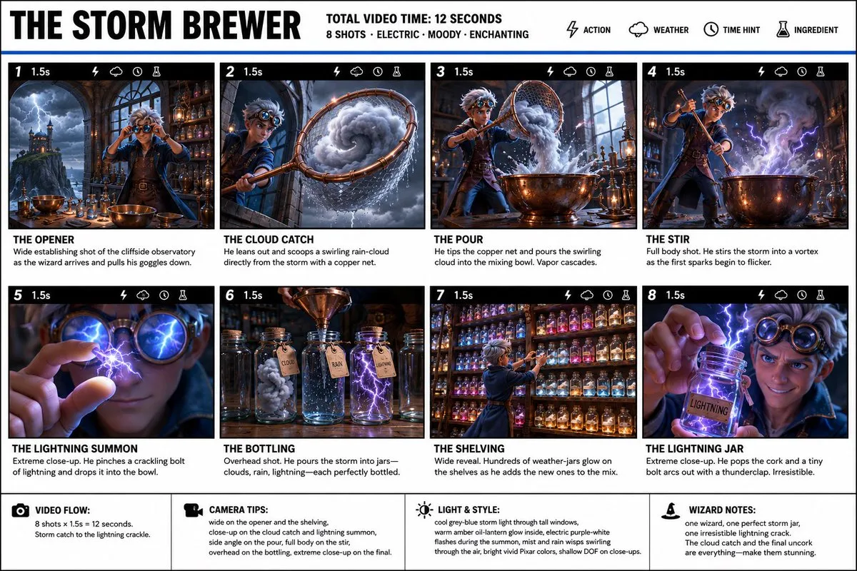 The Storm Brewer: 8-Shot Magical Storyboard
