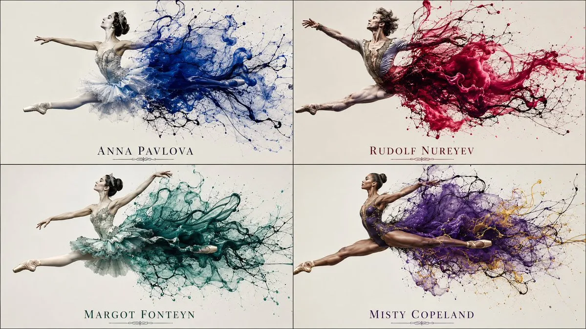 Ballet Dancers: Ink Bloom Asymptote Grid