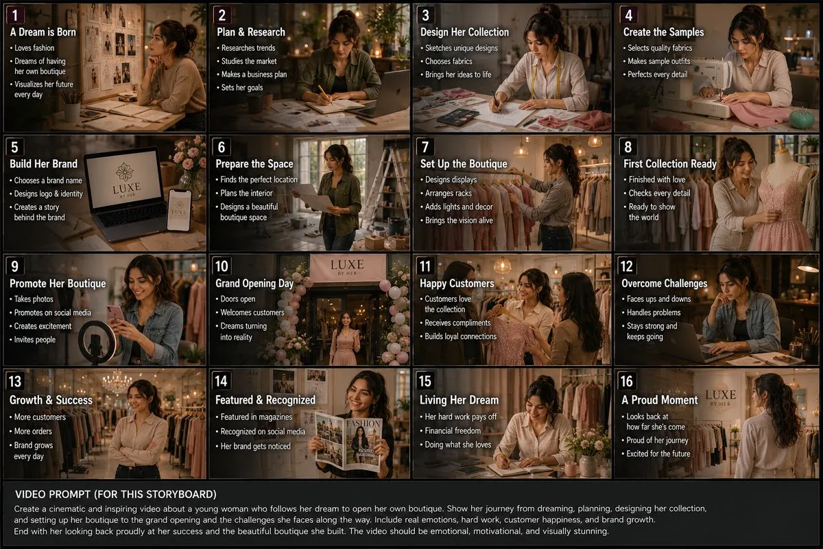 Fashion Boutique Founder Storyboard
