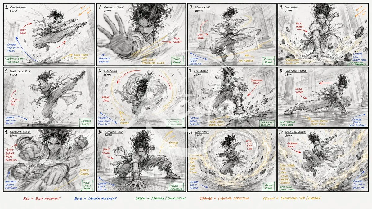 Kung Fu Temple Storyboard