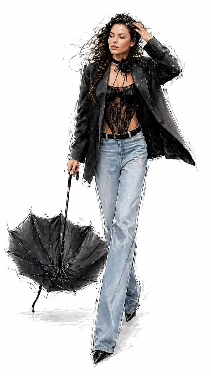 Elegant Fashion Illustration with Extended Proportions