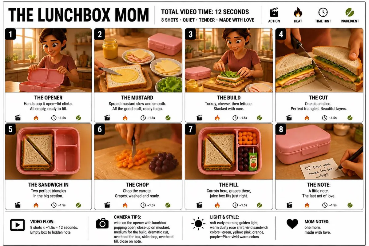 The Lunchbox Mom: 8-Panel Storyboard