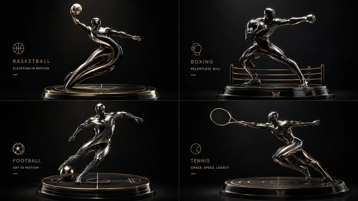 Luxury Sports Icons 3D Poster Series