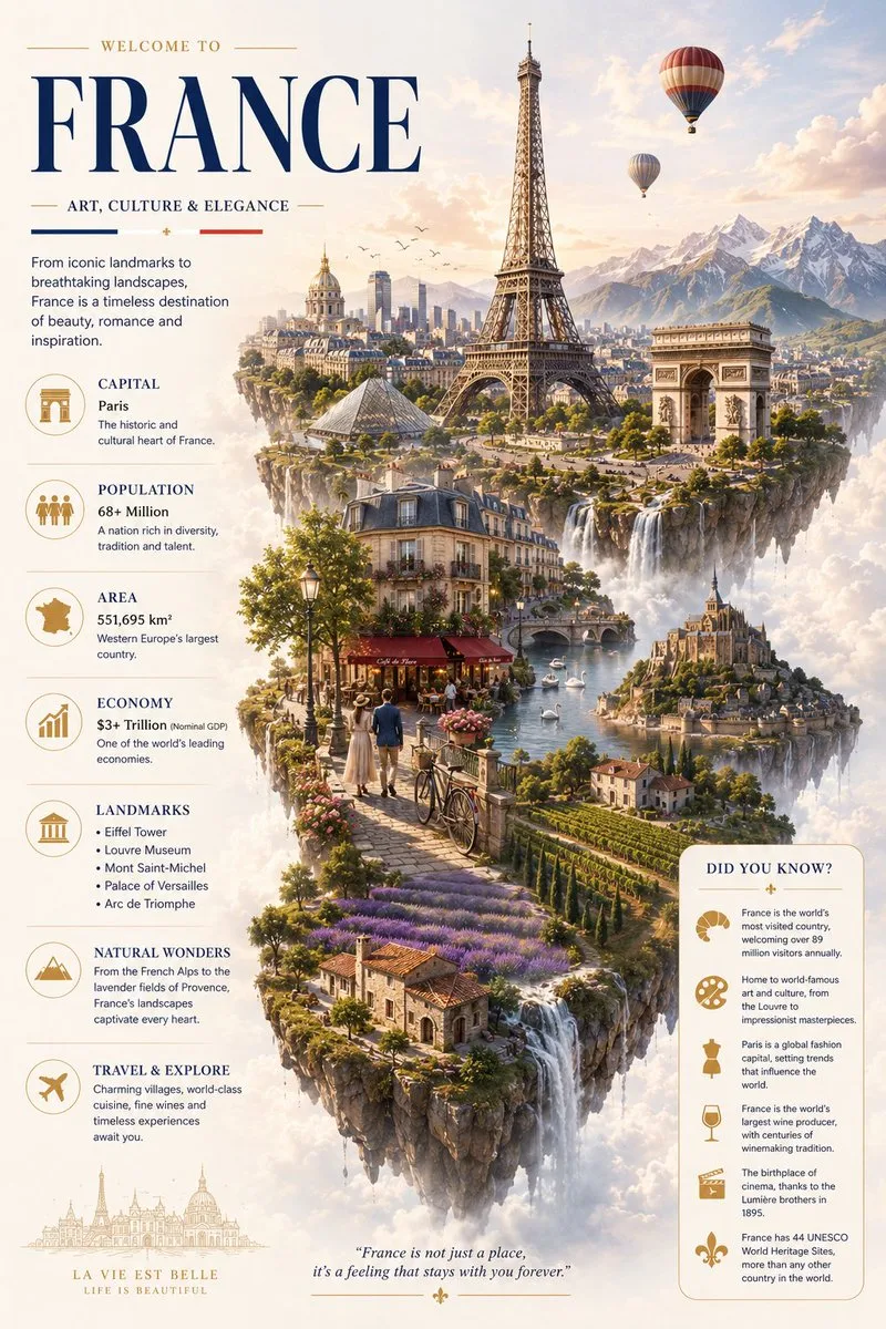 France: Art, Culture & Elegance Infographic Poster