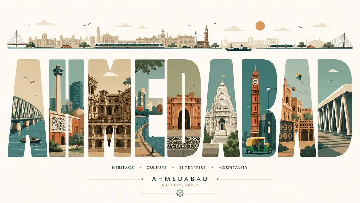 Ahmedabad Travel Poster Typography