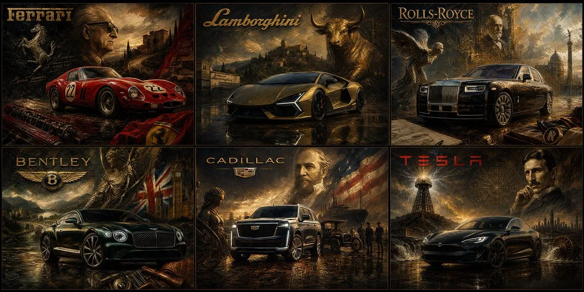 Iconic Car Brands: Dramatic Painterly Posters