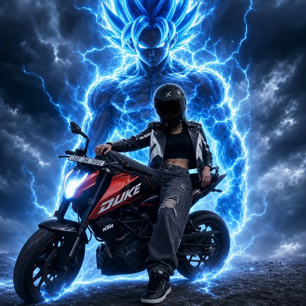 Biker Girl with Electric Warrior Guardian
