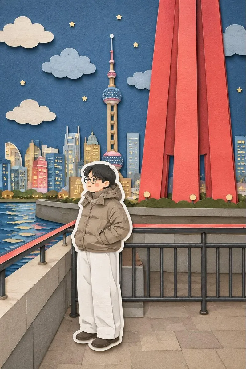 Paper-cut Diorama: Urban Waterfront Character
