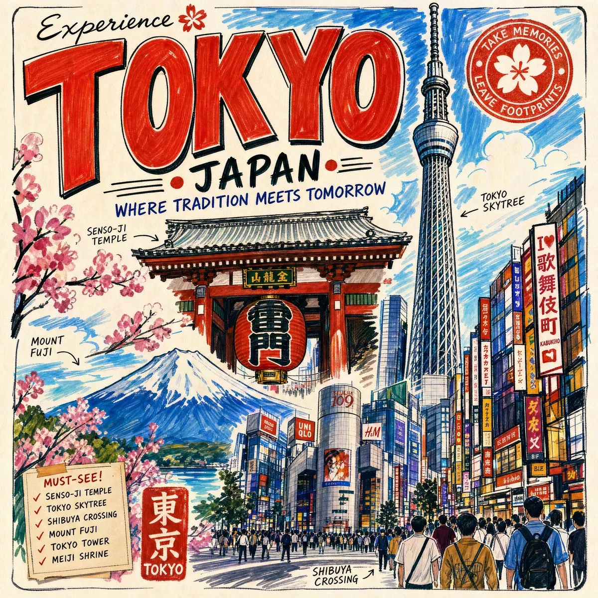 Experience Tokyo Travel Poster