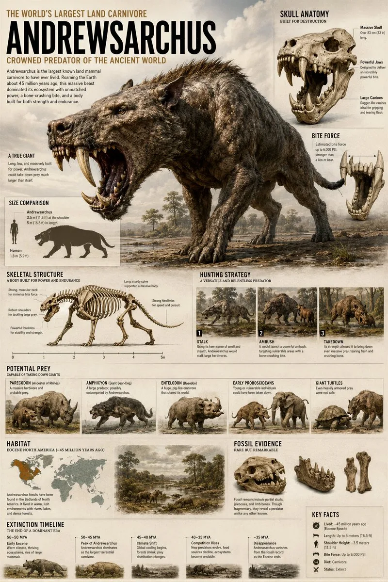 Andrewsarchus: Museum-Style Paleontology Infographic