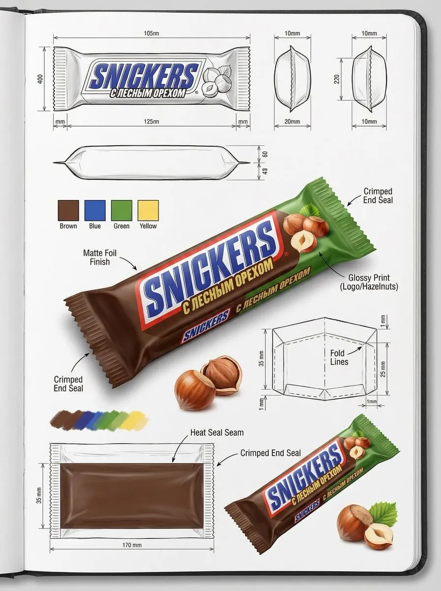 Snickers Packaging Design Sheet