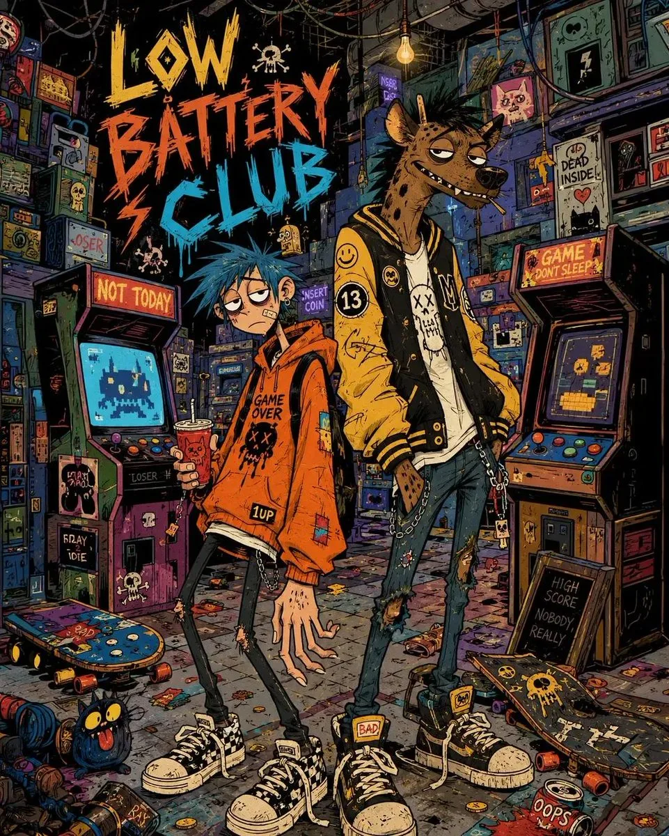 Low Battery Club indie cartoon