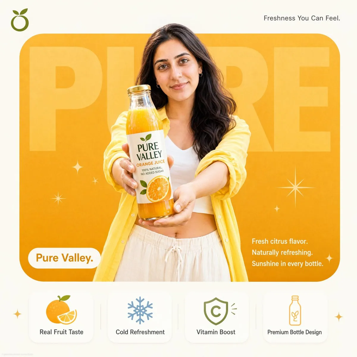 Pure Valley Orange Juice Product Ad